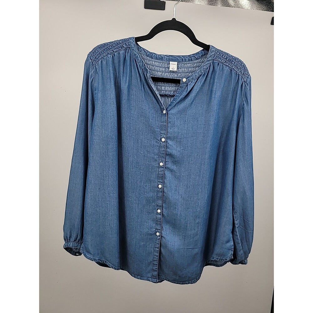 Old Navy Chambray Shirt Sz S Peasant Boho Beachy Bohemian